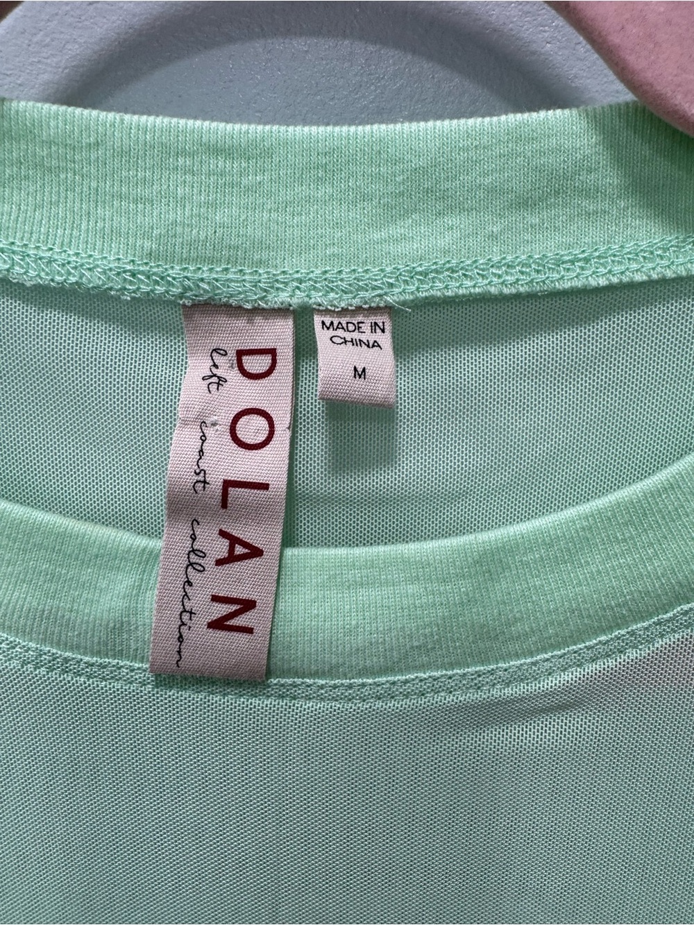 Dolan Light Green Lace-Trim Sheer Women's Top. Size Medium - Picture 6 of 7
